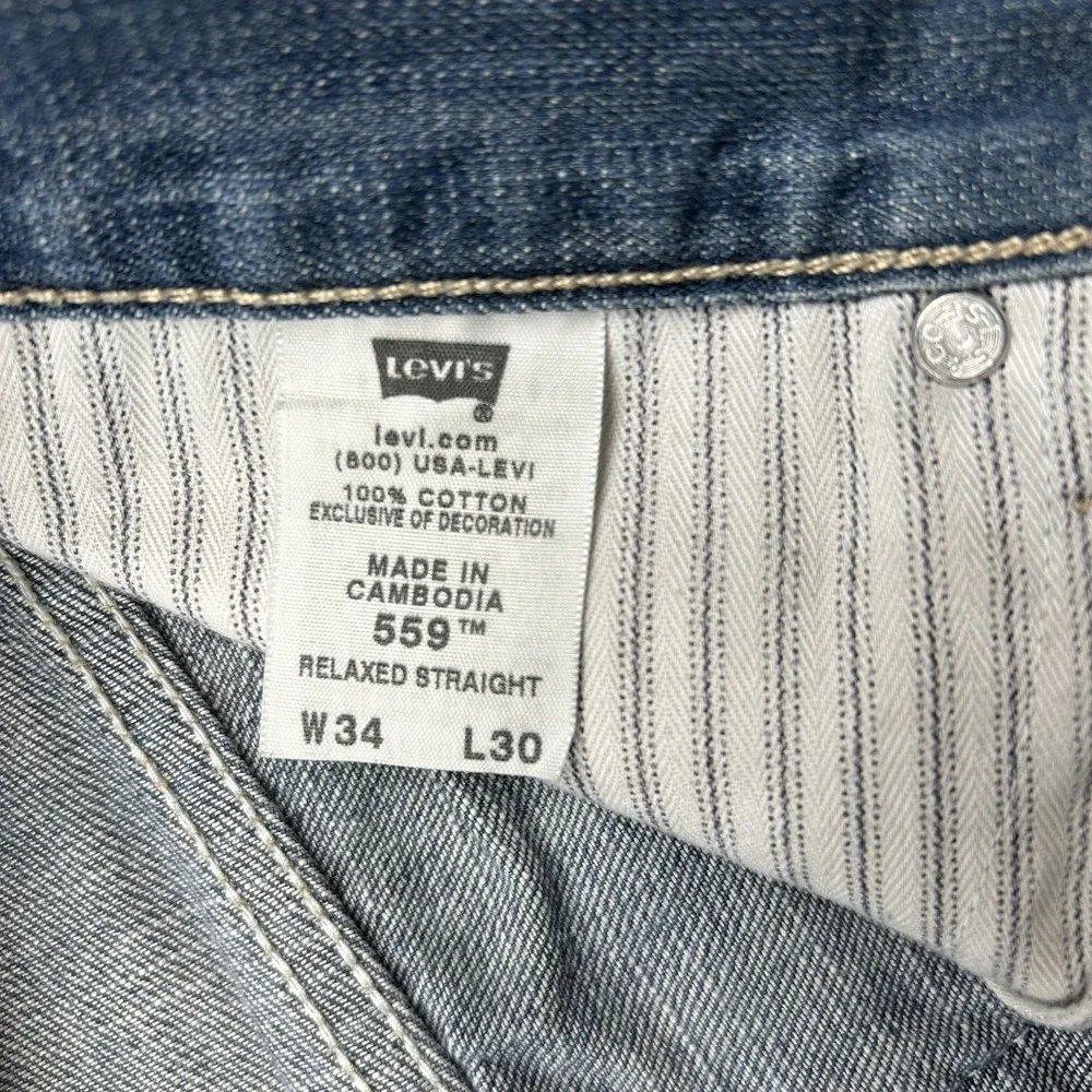 Levis 559 Relaxed Straight‎ Jeans Mens 34x28 Blue Medium Wash Denim Pants